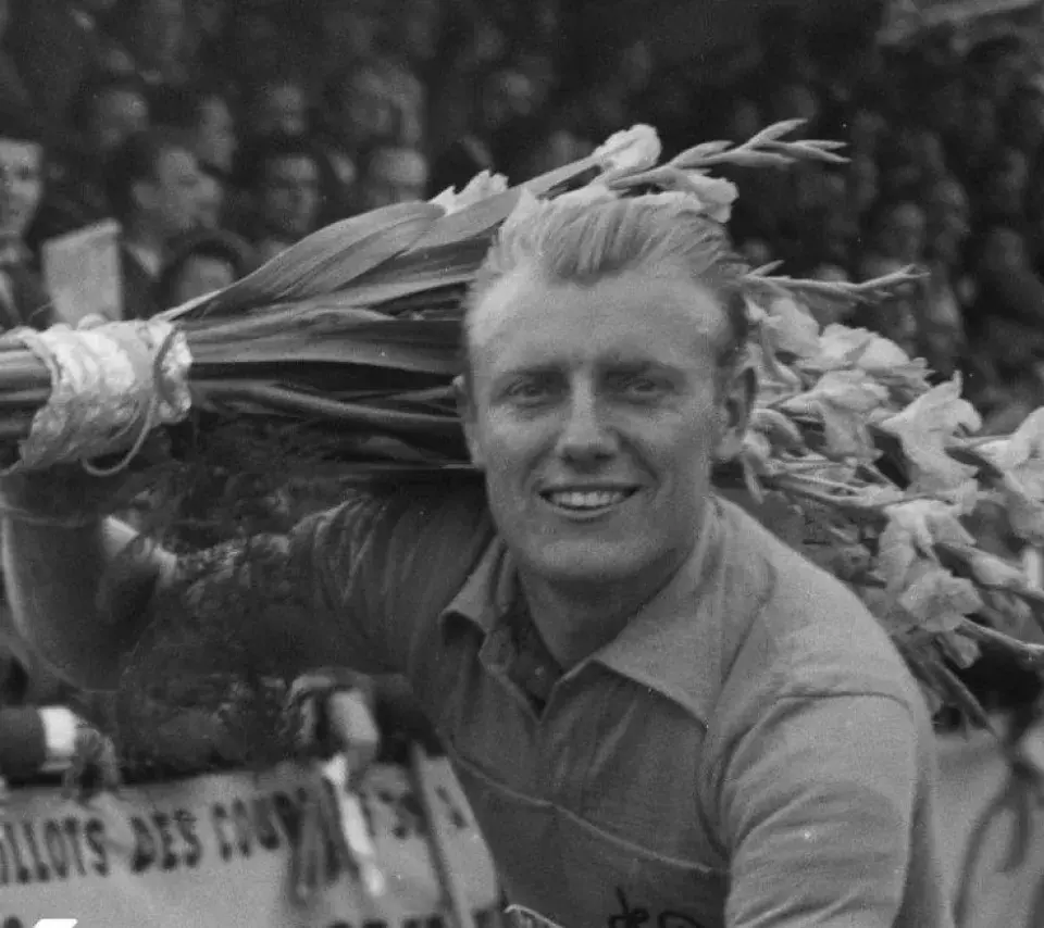 Photographie d'André Darrigade durant le Tour de France de 1956